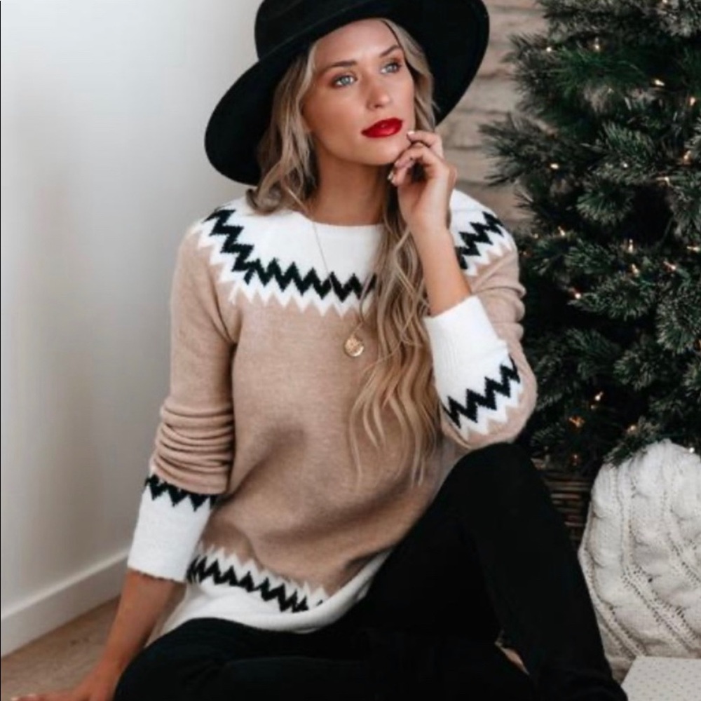 Vici Gracie Staccato Chevron Knit Sweater SZ SM